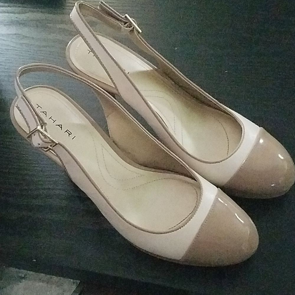 Tahari London leather slingback heels